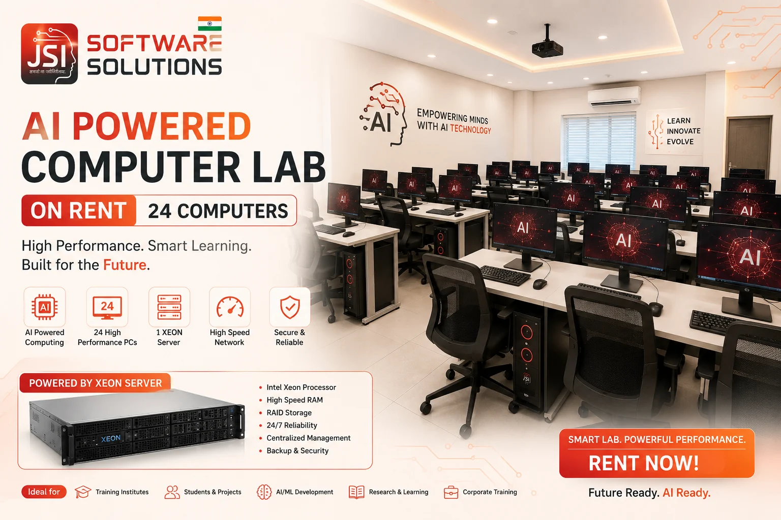 HP Intel Xeon Enterprise Computer Lab setups on rent by JSI Software Solutions